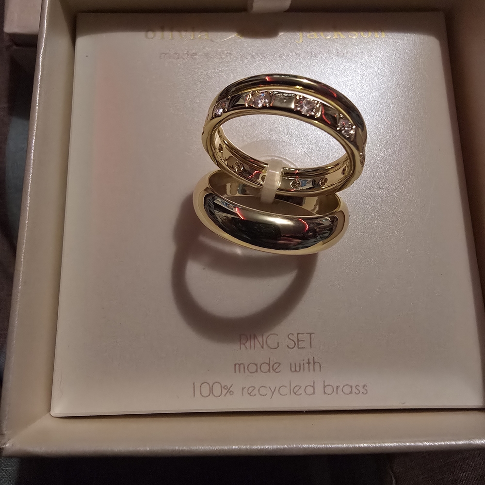 Gold Ring Set with Clear Stones